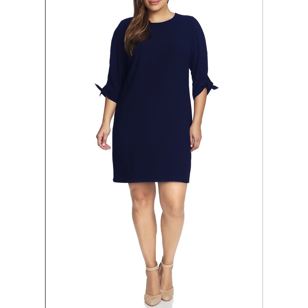 Cece Navy Shift Dress Tie Sleeve 3/4 Sleeve Work Career Size 22 Excellent Cond